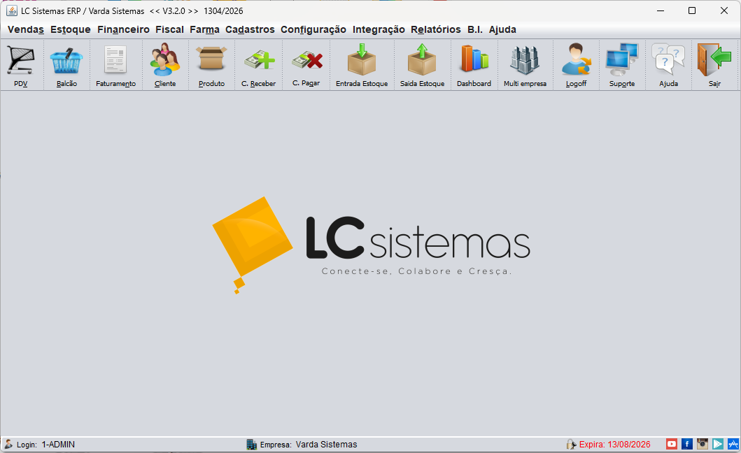 Tela do sistema LcDesktop